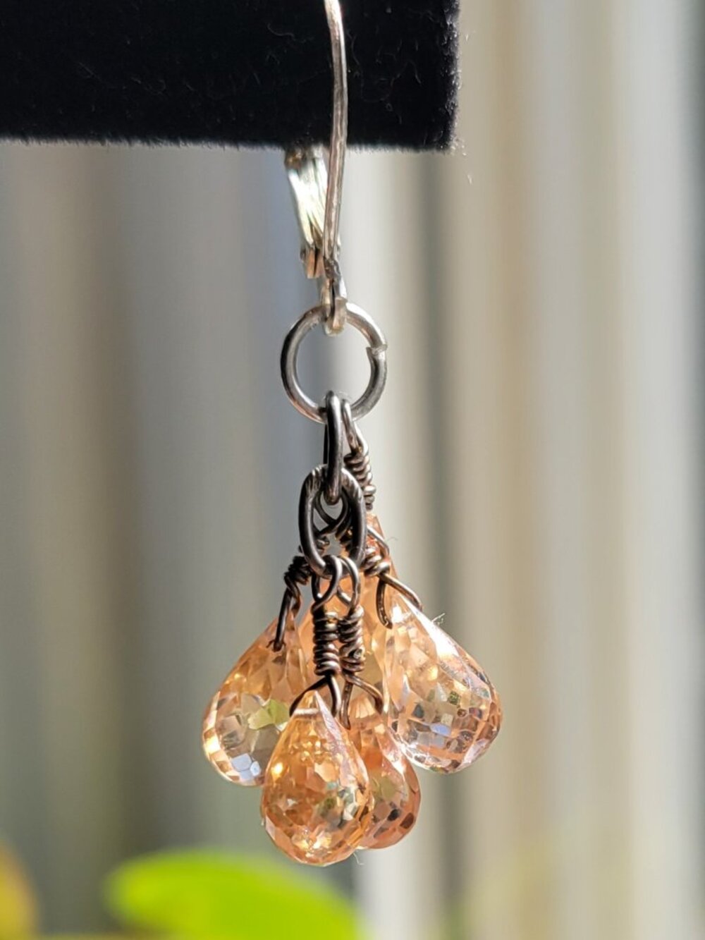 Faceted Peach Dangle Earrings